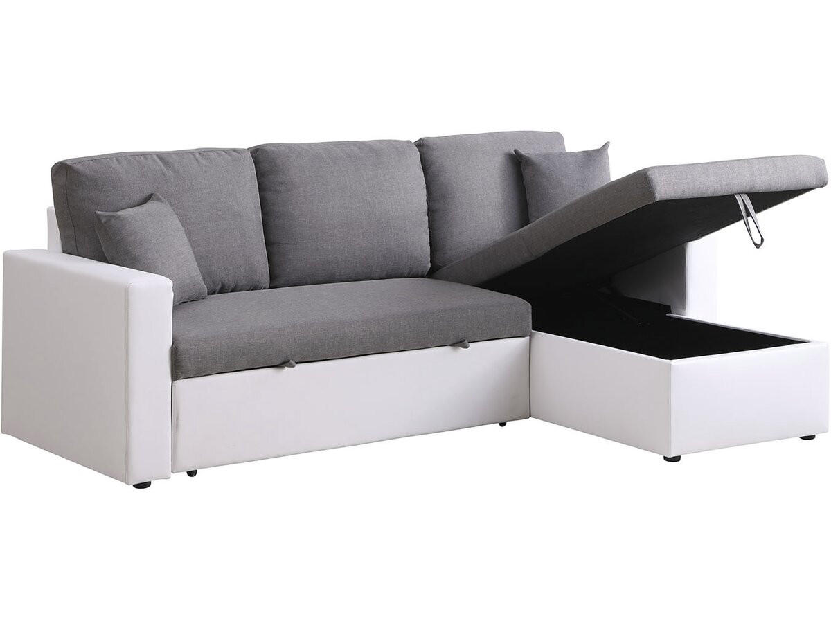 ECKSCHLAFSOFA Alain Grau/Weiß - Weiß/Grau, Kunststoff/Textil (221/145cm) - Habitat Garten