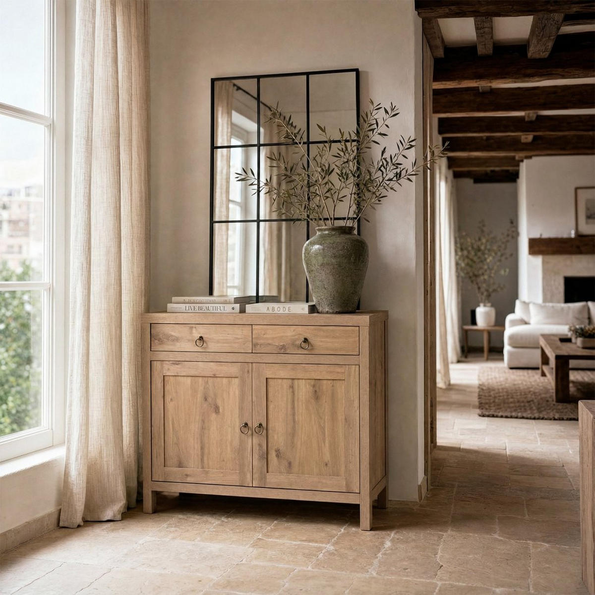 KOMMODE FÜR DIE EINGANGSHALLE Livorno Natürlich 100 cm x 85 cm - Naturfarben, Holzwerkstoff (100/85/40cm) - Klast Home