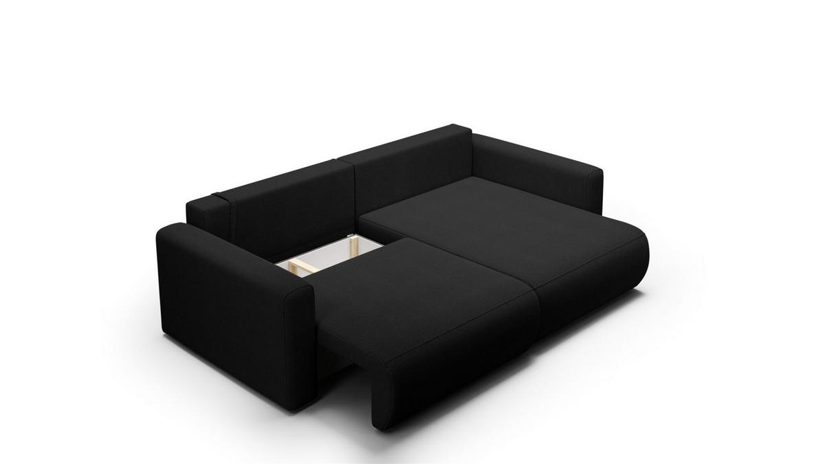 ECKSOFA Chaira Mit Schlaffunktion - Schwarz, Holzwerkstoff/Textil (240/149cm) - Fun Möbel