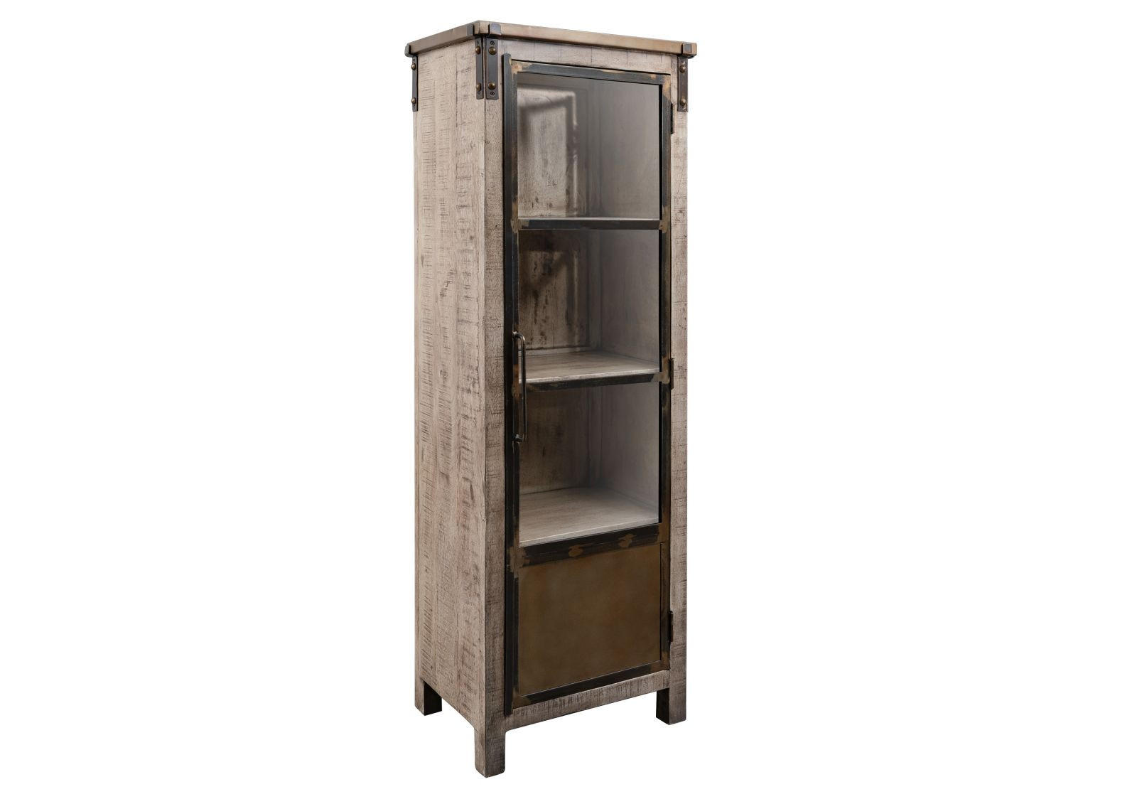 VITRINE Mango 60x40x180 braun lackiert HEAVY INDUSTRY #242 - Braun, Holz (60/180/40cm) - Massivmoebel24