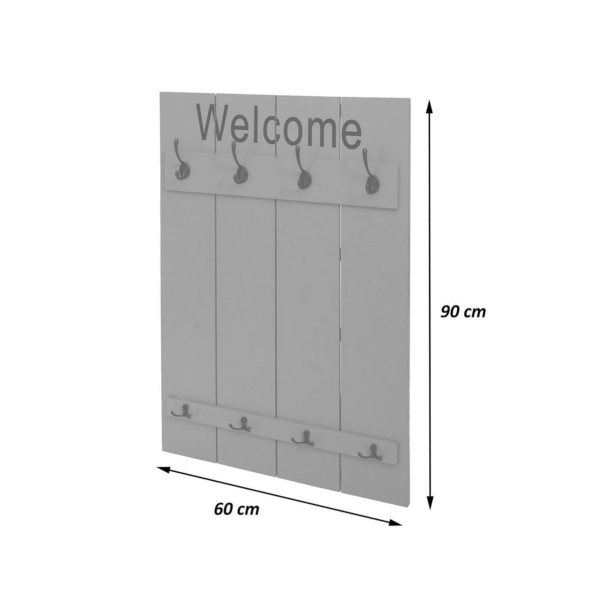 WANDGARDEROBE WELCOME SHABBY Grau - Grau, Holz (60/90/8cm) - MCW