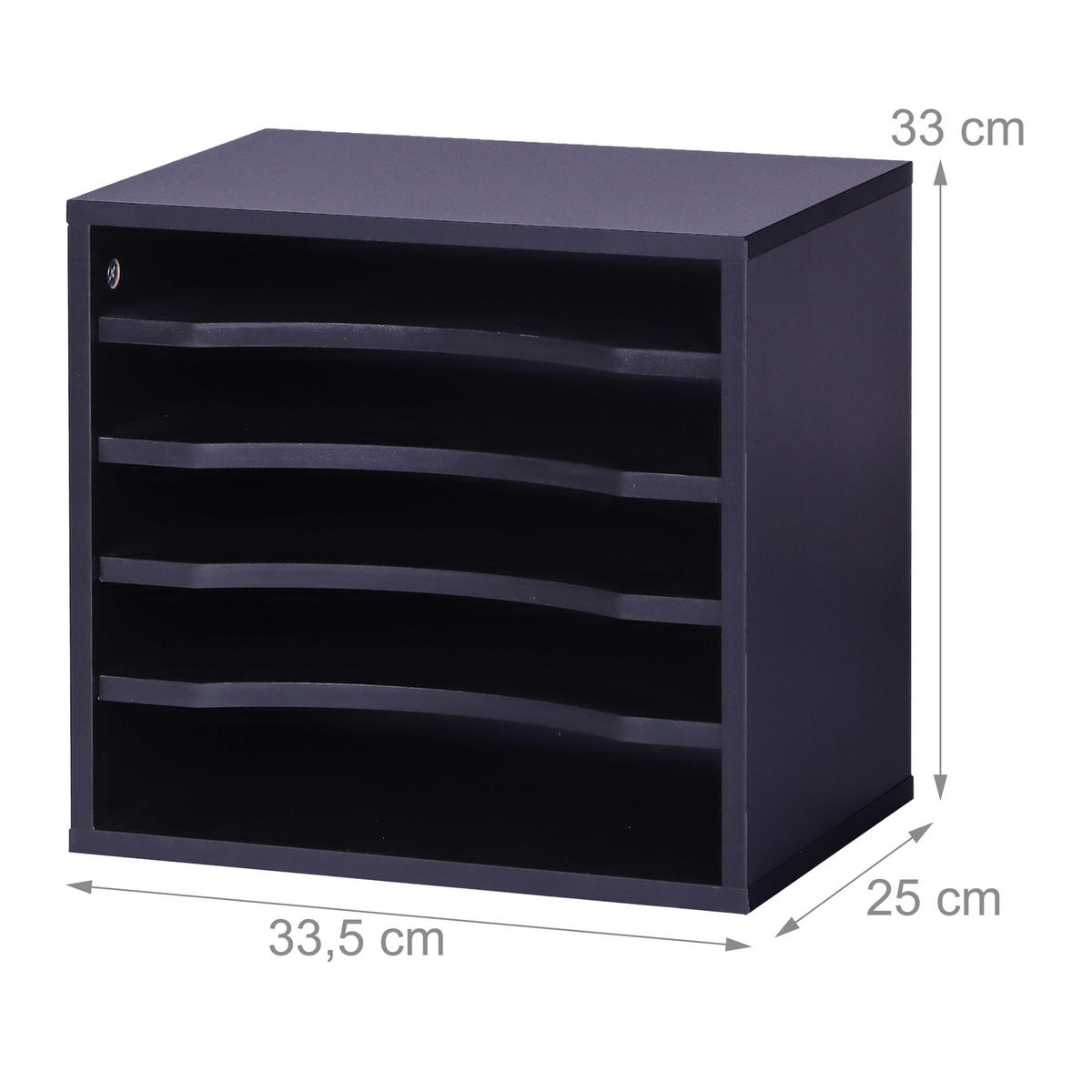 DOKUMENTENABLAGE - Schwarz, Holzwerkstoff (25/35.5/33cm) - Relaxdays