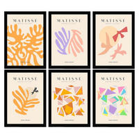 POSTER Set Mit 6 Illustrationen Von Henri Matisse Blumen A3 Schwarzer Rahmen - Schwarz, Papier (29/3cm) - Nacnic