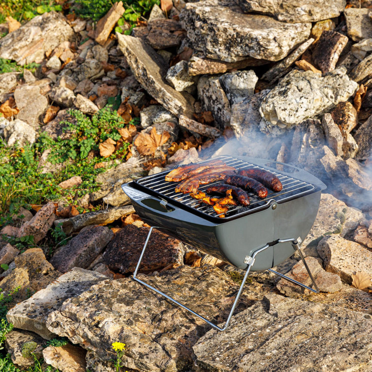 HOLZKOHLEGRILL 38.3/32.3/32.3 cm - Grau, Metall (10/10/10cm) - Somagic