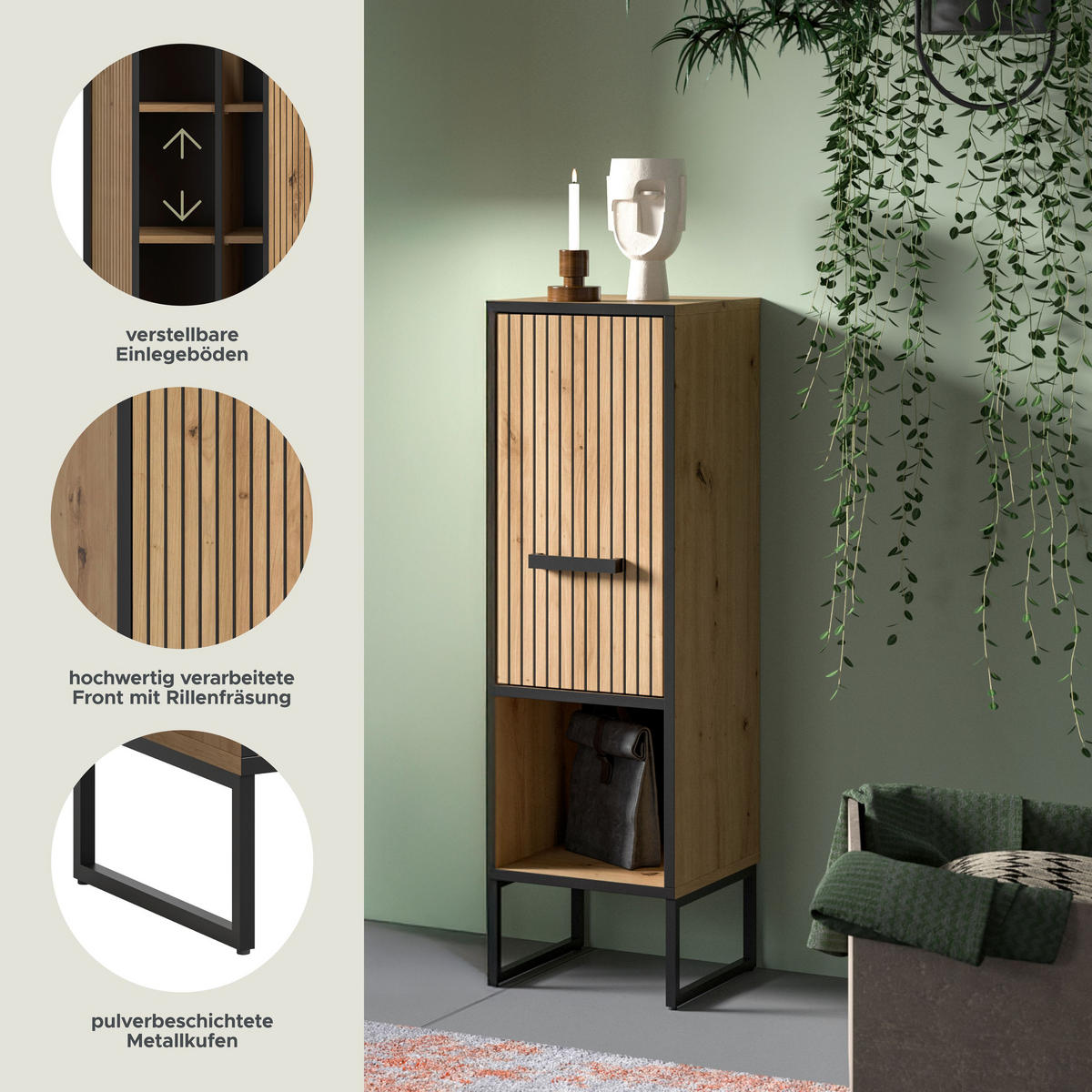 STANDSCHRANK BAGNO (B/H/T: ca. 30/101/32 cm) in Artisan Oak Nachbildung/Artisan Oak Nachbildung - Eiche Artisan, Holzwerkstoff (30/101/32cm)