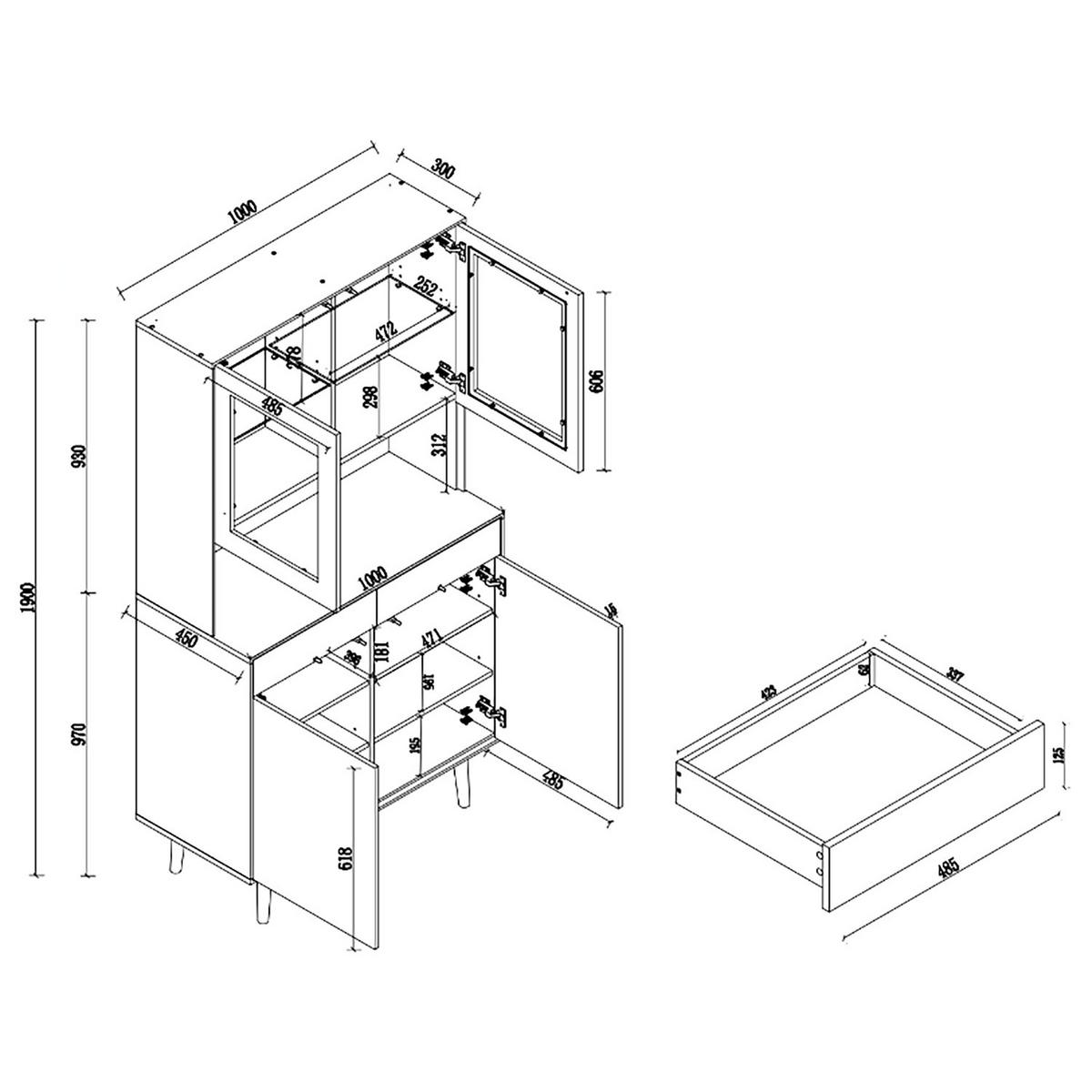 BUFFET - Weiß - Eichefarben/Weiß, Holzwerkstoff (100/190/45cm) - home24