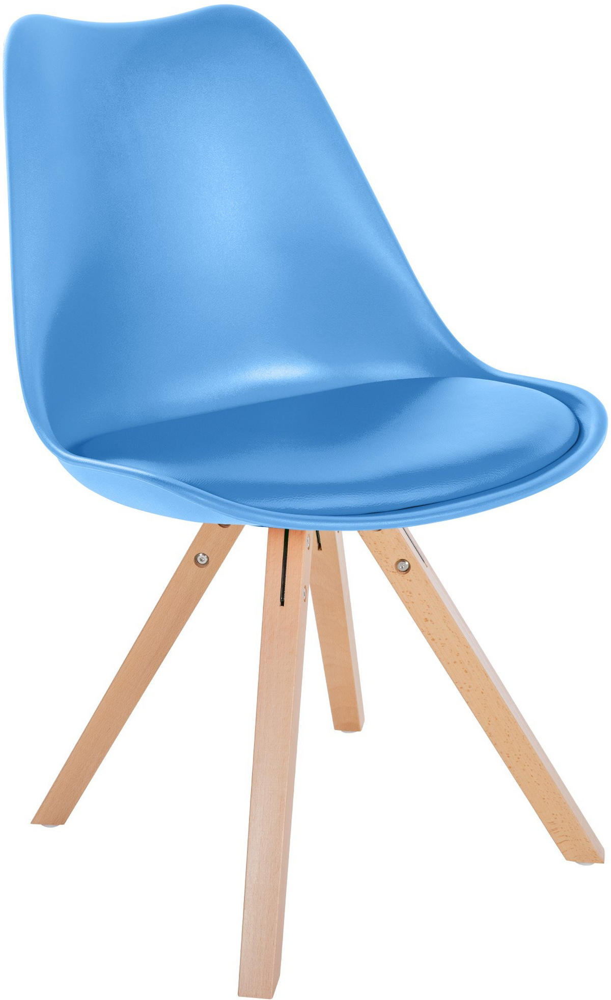STUHL Kunststoff hellblau - Naturfarben/Hellblau, Holz/Kunststoff (48/81/54cm) - CLP