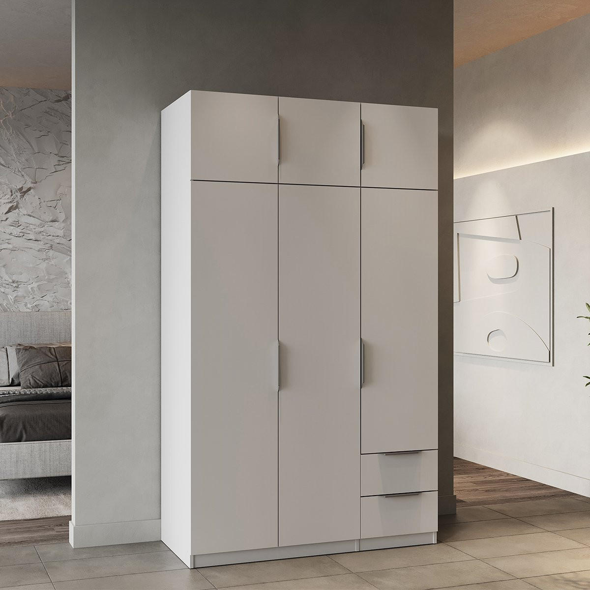 SCHRANK, 6 Türen - GHOST - Weiß - 119,4 x 51,1 x 203 cm - Weiß, Holz (51.1/203/119.4cm) - Demeyere