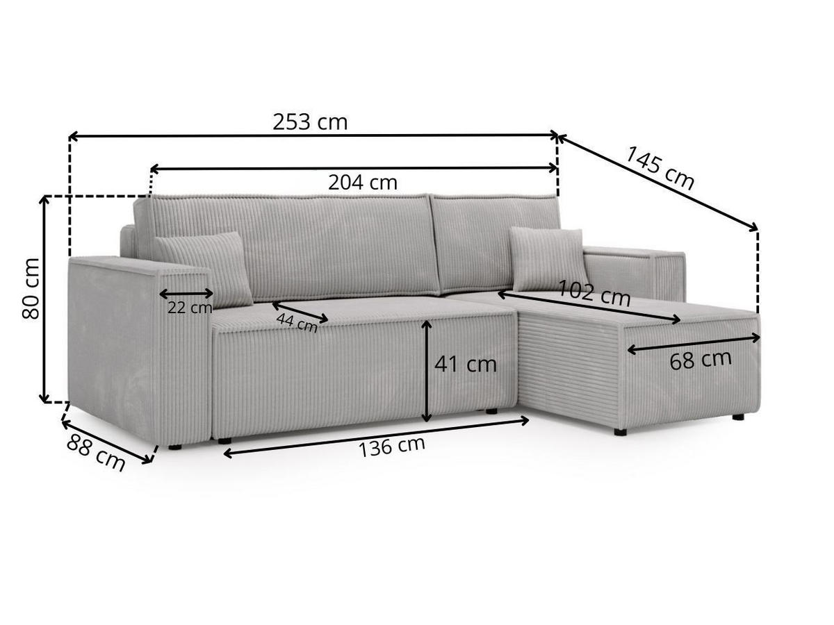 ECKSOFA Prato L Beige - Beige/Schwarz, Holz/Textil (253/145cm) - Graingold