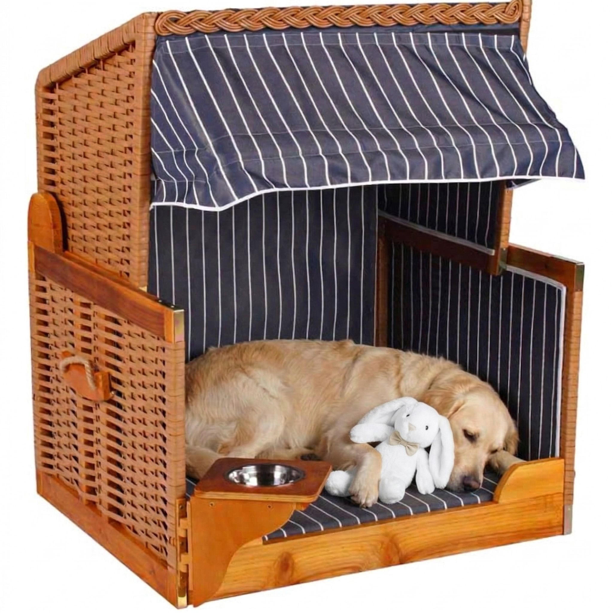 HUNDESTRANDKORB Wacholder Blau - Blau/Braun, Metall (80/95/65cm) - Mr. Deko
