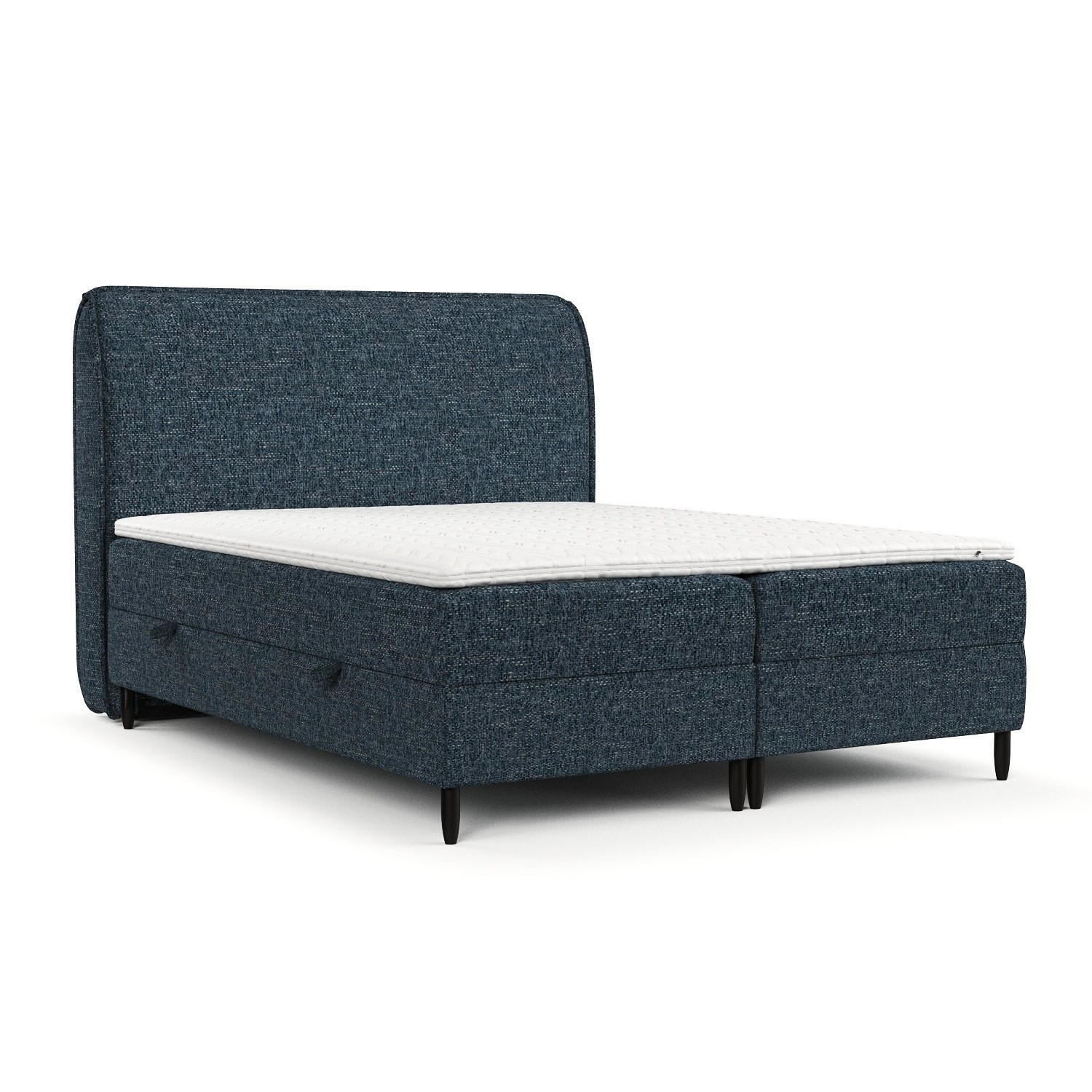 BOXBETT Lunaro 200/200 cm Marineblau im Modesto Stoff - Schwarz/Dunkelblau, Holz/Holzwerkstoff (200/200cm) - AltaBeds