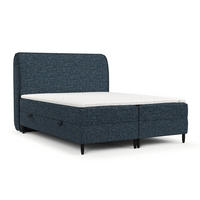 BOXBETT Lunaro 200/200 cm Marineblau im Modesto Stoff - Schwarz/Dunkelblau, Holz/Holzwerkstoff (200/200cm) - AltaBeds