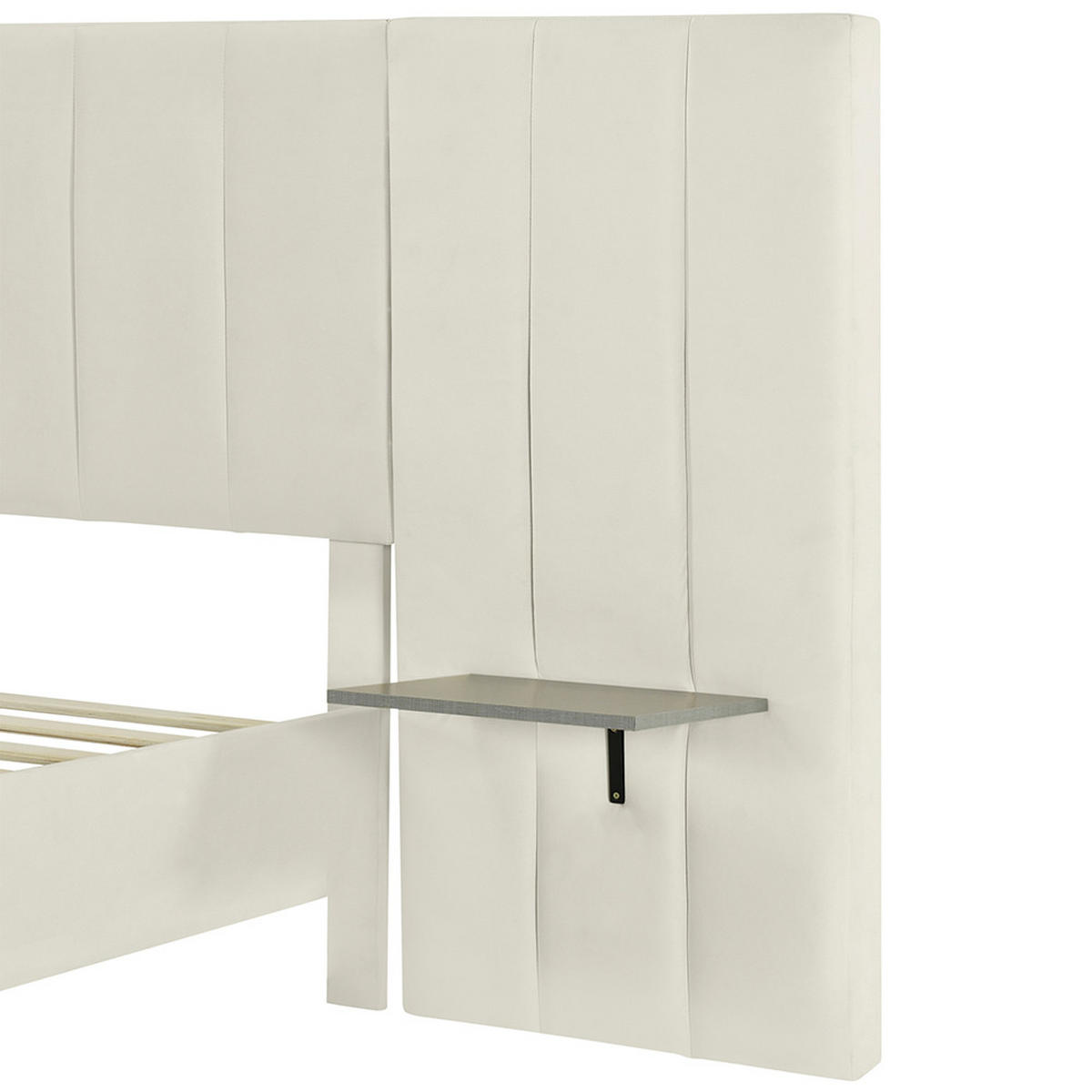 POLSTERBETT 160/200 cm in Beige mit Verlängertem Kopfteil - Beige, Holz/Textil (160/200cm) - KOMHTOM