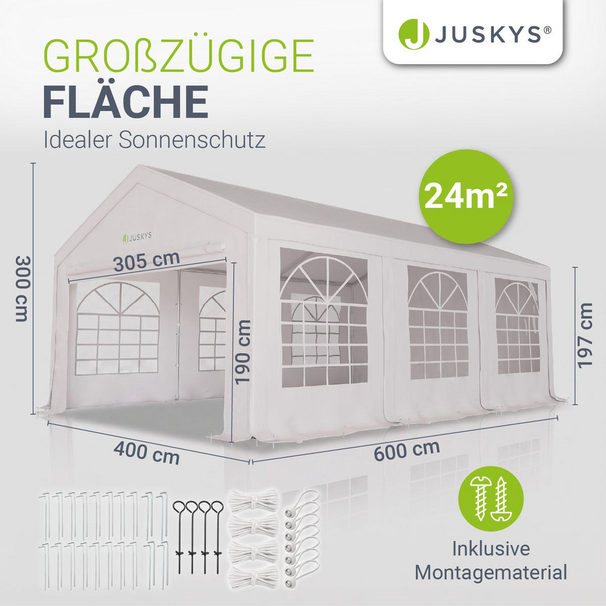 FESTZELT Partyzelt Gala weiß 4x6 m - Weiß, Kunststoff (400/300/600cm) - Juskys