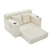 1,5-SITZER ausklappbar, Getränkehalter/Seitentasche, Cord, Beige - Beige, Textil (133/64/87cm) - LVHOM