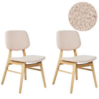 ESSZIMMERSTUHL 2er-Set Bouclé Hellbraun/Beige Elaine - Beige, Textil (48/81/54cm) - Beliani