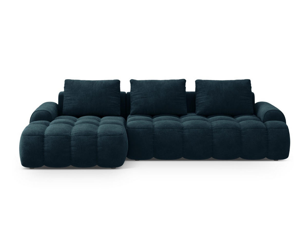 AUSKLAPPBARES-ECKSOFA links mit Container Linz aus Samt petrol 3 Sitzplätze - Petrol, Textil (142/275cm) - Cosmopolitan Design