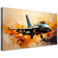 LEINWANDBILD F16 Flugzeug im Flug 120x60cm - Beige, Textil (120/60cm) - Feeby