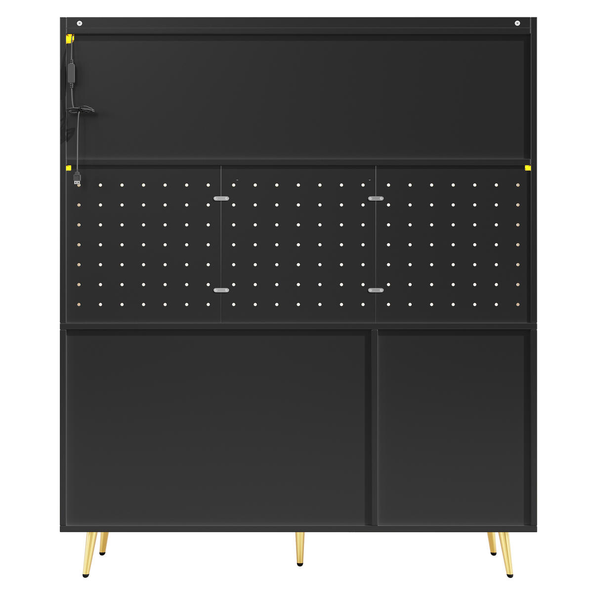 GESCHIRRSCHRANK aus MDF 145x39x171 cm in Schwarz mit LED-Lichtleiste - Schwarz, Holzwerkstoff (145/171/39cm) - Modfu