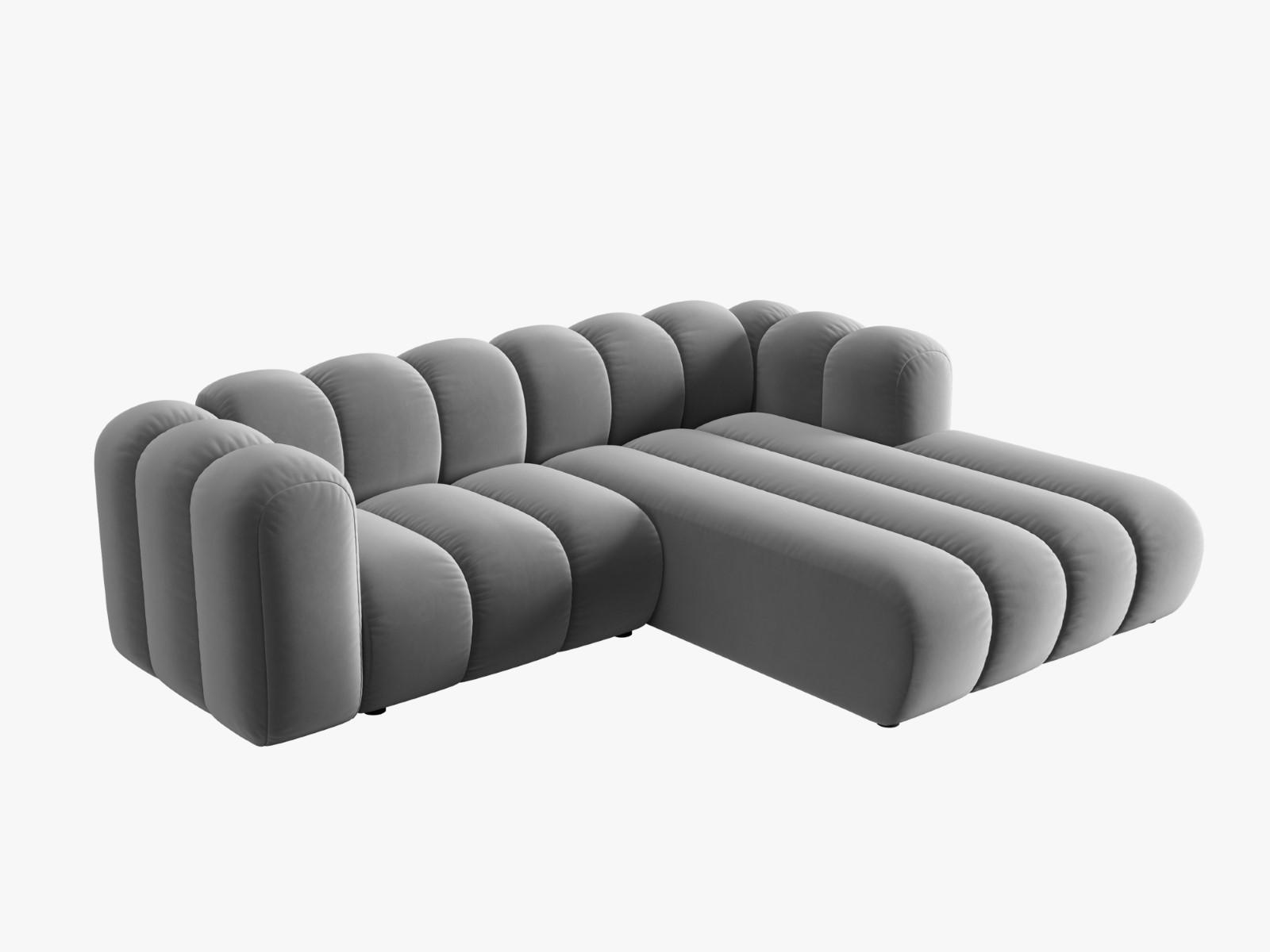 ECKSOFA modular rechts Lupine aus Samt grau 3 Sitzplätze - Grau, Textil (177/230cm) - Micadoni