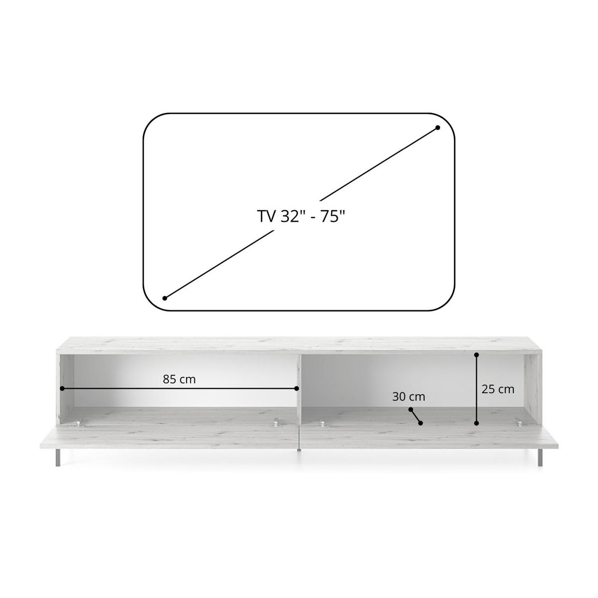TV-LOWBOARD Lammelo Greige mit Lammelen 175 cm - Taupe/Goldfarben, Holzwerkstoff/Metall (175/44/32cm) - Selsey