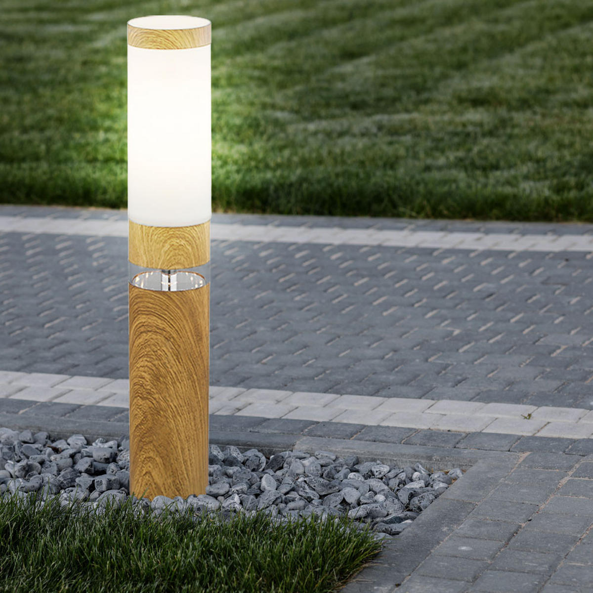 LED WEGELEUCHTE Edelstahl Braun Holzoptik - Braun, Metall (11.7/11.7/50cm)