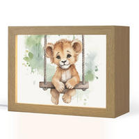 NACHTTISCHLAMPE Löwe - Tier - Kinder - Dschungel 20x15 cm - Weiß, Holzwerkstoff (8/20/15cm)