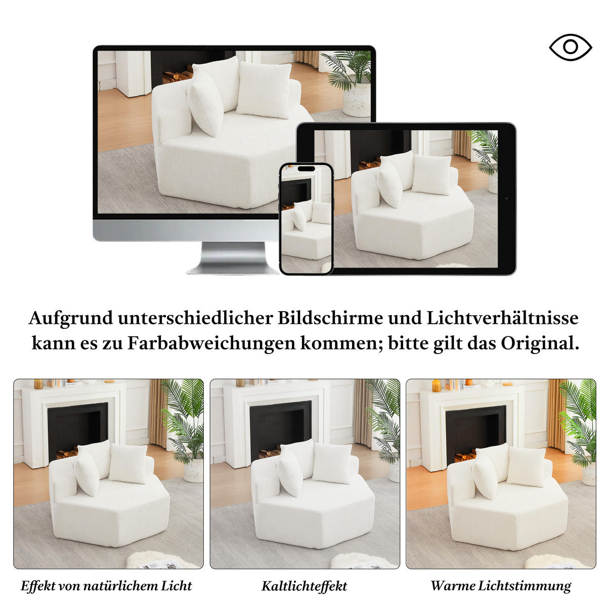 SESSEL 2er-Set Sechseckig modular mit 3 Kissen, DE-42738, Beige - Beige, Textil (138/76/122cm) - ComfortXL