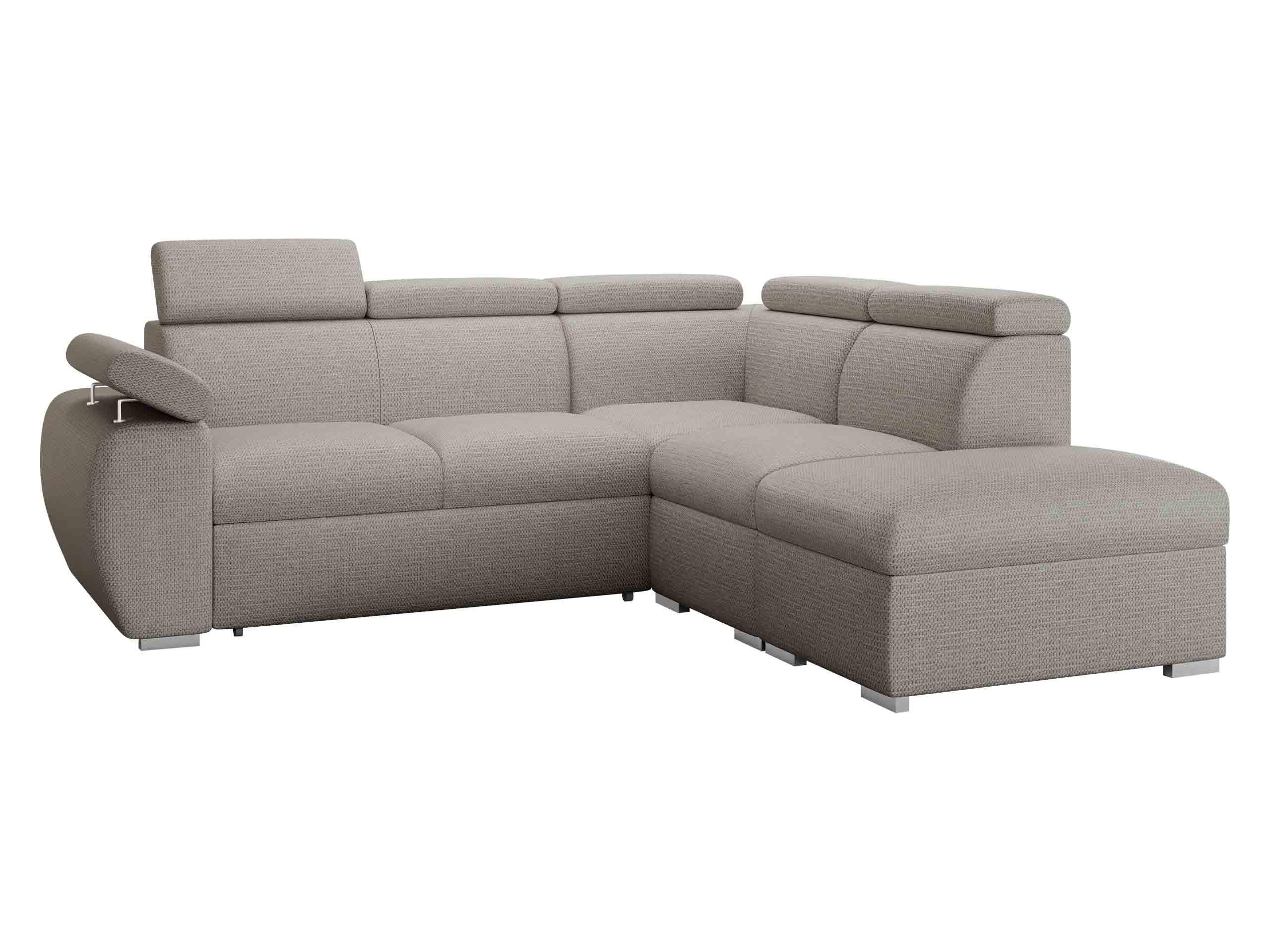 ECKSOFA Boston 2RR1P, Seite: Rechts 2R+R+1P(65)+PUFAP - Silberfarben, Holz/Textil (260/230cm) - MIRJAN24