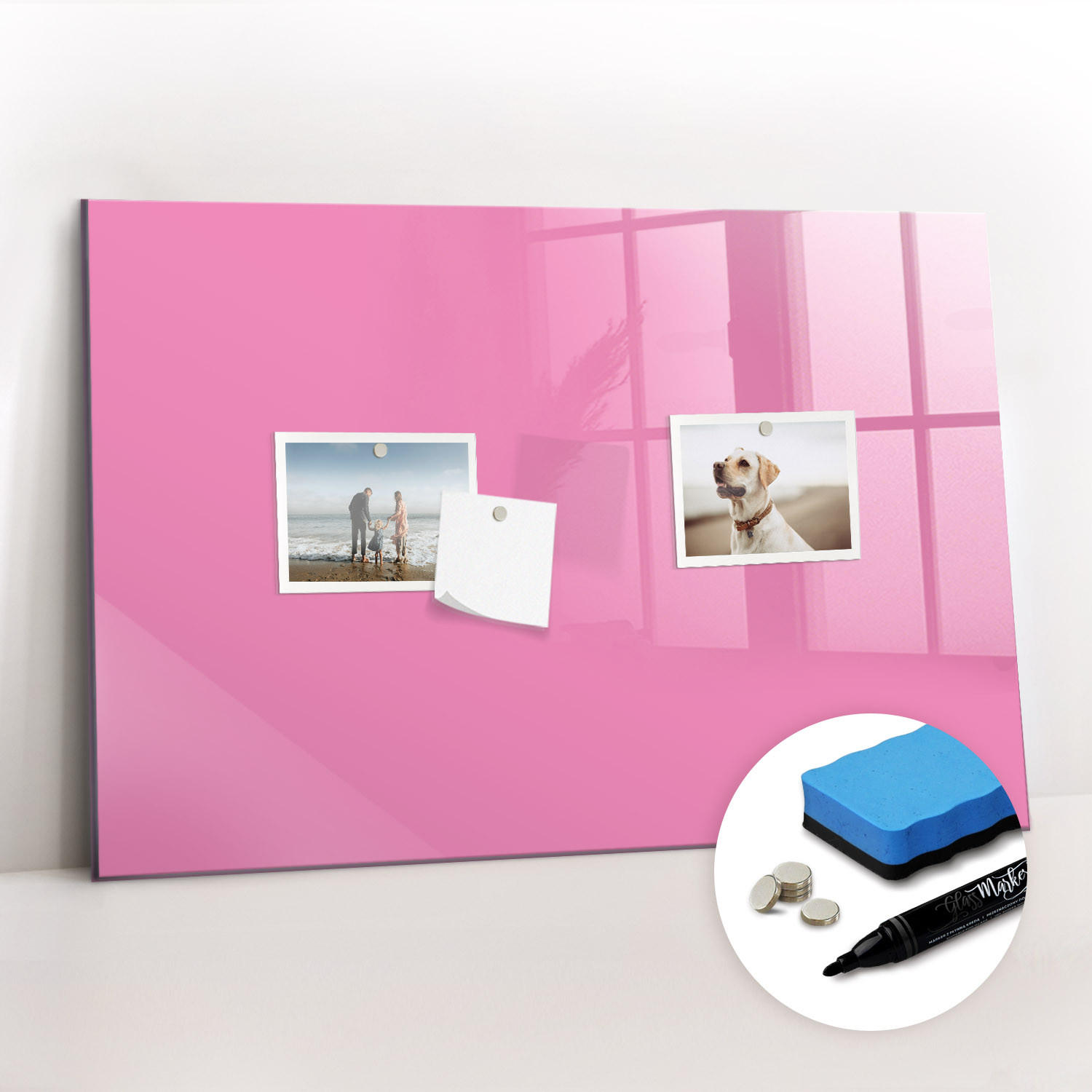 MAGNETTAFEL 60x40 Rosa schwarzer Marker - Pink, Glas (60/0.4/40cm) - TULUP