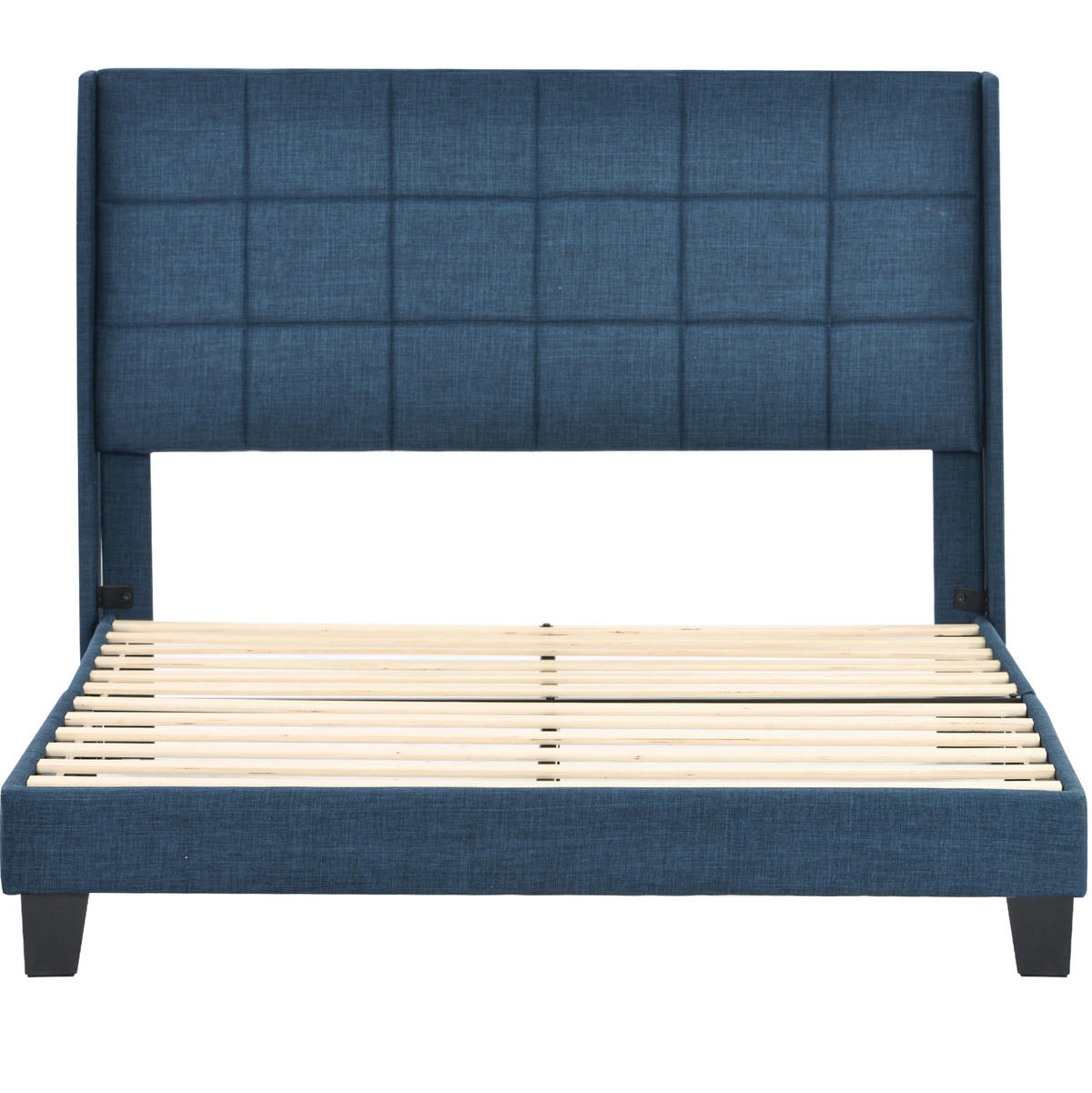 POLSTERBETT aus Leinen 140x200 cm Blau mit Lattenrost und Taschenfederkernmatratze - Blau, Textil (140/200cm) - IVMEU