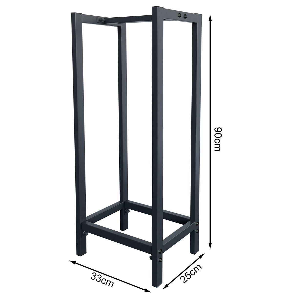 KAMINHOLZREGAL Außen 33x25x90 cm Metall Anthrazit - Anthrazit, Metall (25/90/33cm) - QUICK STAR