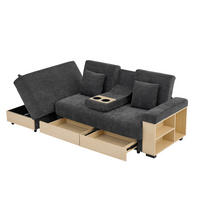 WOHNLANDSCHAFT Graues Chenille‑Stoffsofa mit Multifunktions‑Stauraum und verstellbarer Rückenlehne 217 × 110 × 90 cm - Grau, Textil (217/90/110cm) - Luhomfu