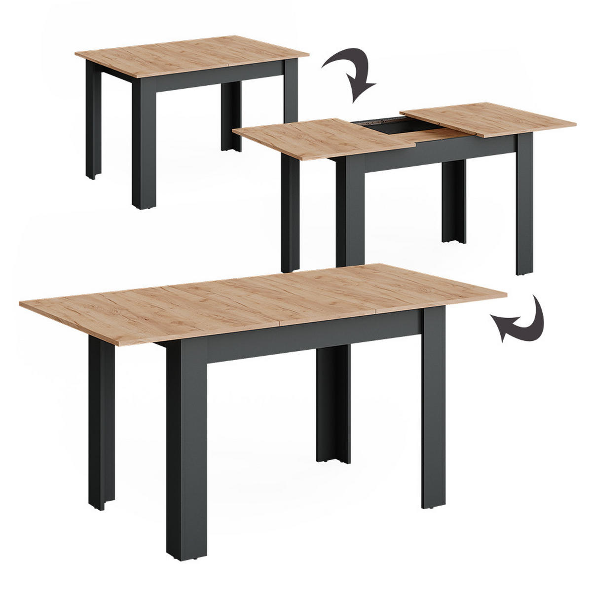 JÍDELNÍ STŮL Repose Antracit/zlatý dub - antracitová, kompozitní dřevo (80/160/76cm) - Vicco