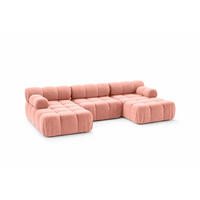 ECKSOFA U-Form, Stoff Velours Salvador, Rosa, Selia U - Pink, Holz (285/70/160cm) - Kaiser Möbel