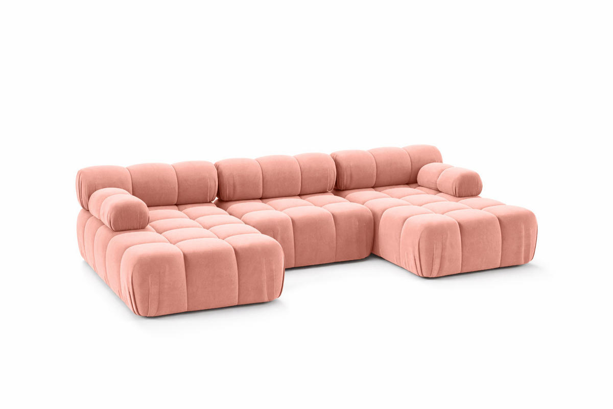ECKSOFA U-Form, Stoff Velours Salvador, Rosa, Selia U - Pink, Holz (285/70/160cm) - Kaiser Möbel