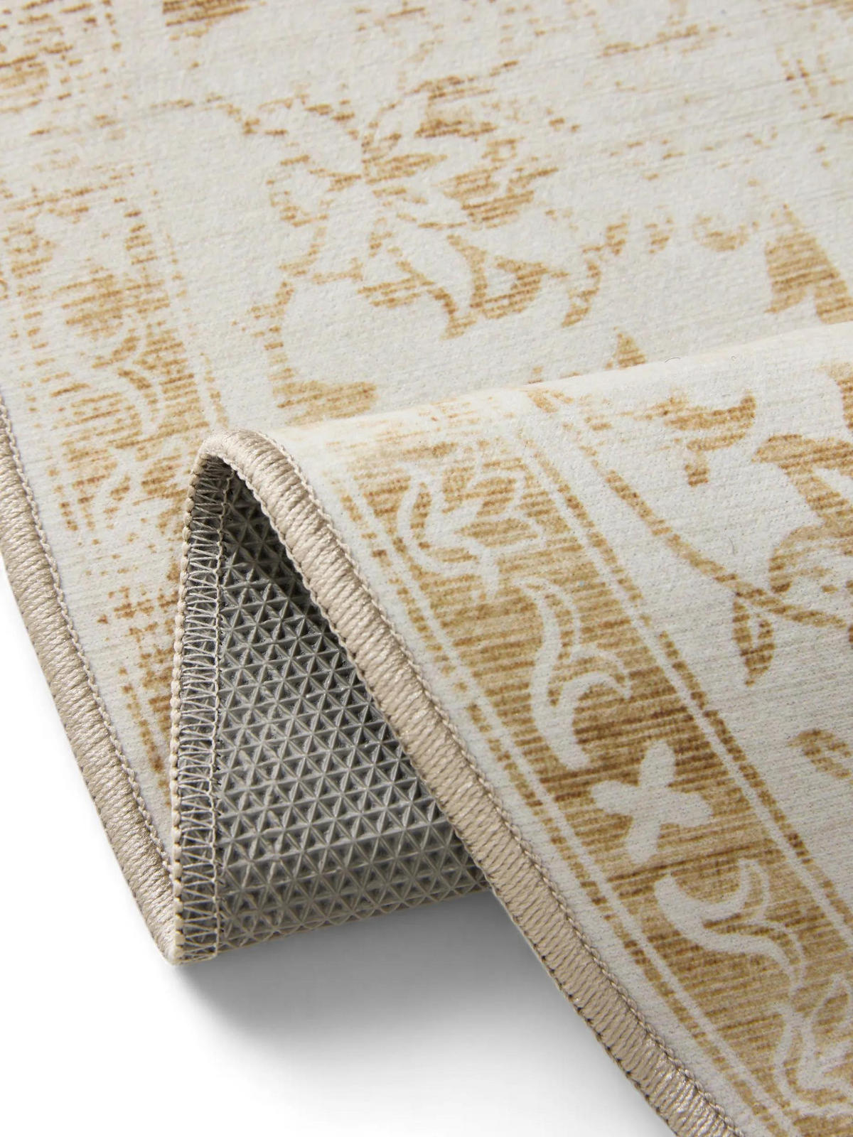 VINTAGE-TEPPICH George waschbar ø 160 cm rund - Gelb/Creme, Kunststoff (160/160cm) - benuta