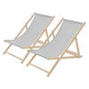 LIEGESTUHL 2er Set Hellgrau - Hellgrau, Holz (57.5/83/100cm) - ECD-Germany