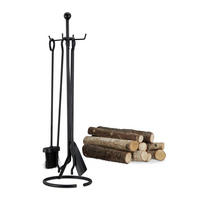 5TLG.KAMINBESTECK - Schwarz, Metall (20/68/20cm) - Relaxdays