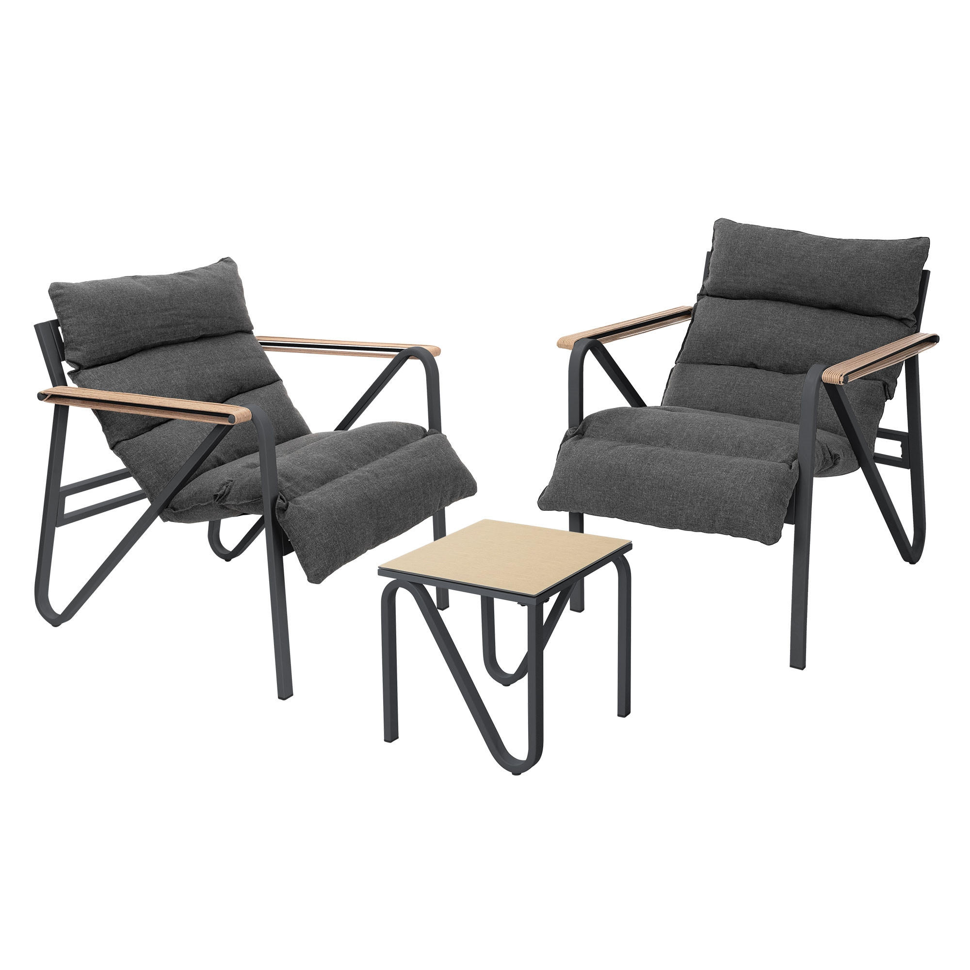 ML-DESIGN ZAHRADNÍ nábytek, 3dílná sada, antracitově šedá s ocelovým rámem