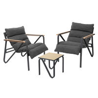 ZAHRADNÍ nábytek, 3dílná sada, antracitově šedá s ocelovým rámem - antracitová/hnědá, kov/textil - ML-DESIGN