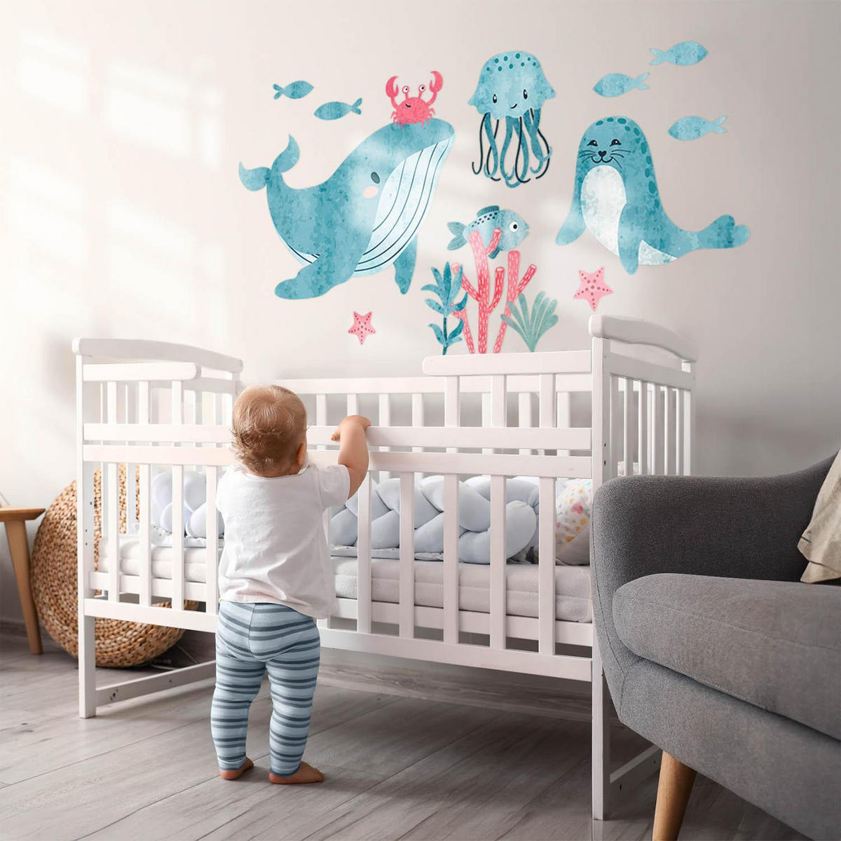 WANDAUFKLEBER 80x146cm - Wasserwelt - Multicolor, Kunststoff (80/146/0.1cm) - Wallfluent