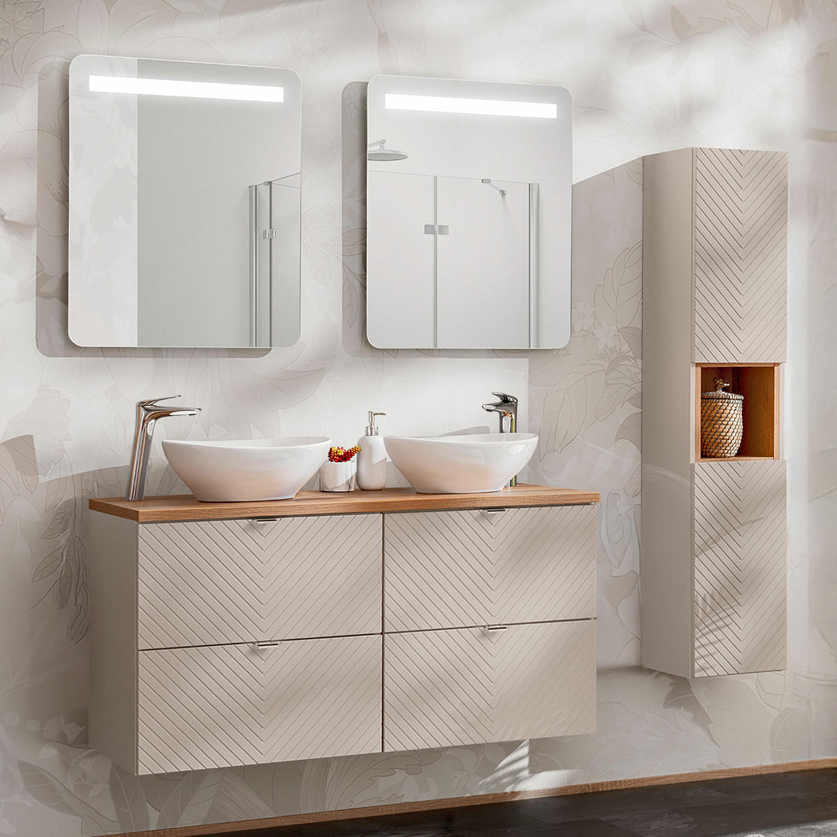 BADMÖBEL 120.4cm Manoa 2er-Set Kaschmir - Beige, Holzwerkstoff (120.4/59/40cm) - Petits-meubles