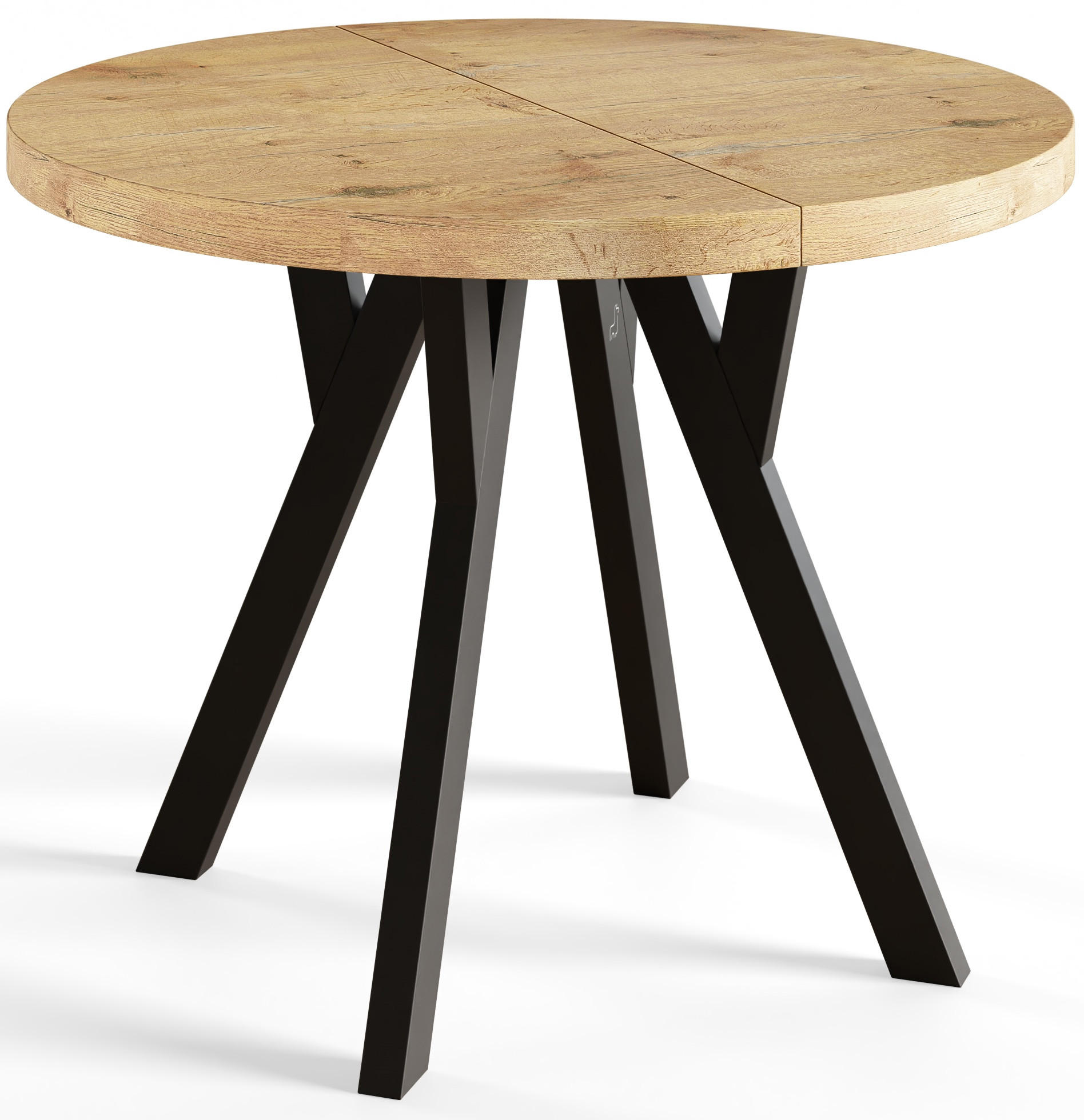 ESSZIMMERTISCH OVO, ausziehbarer Tisch 110 cm bis 210 cm, Farbe: LANCELOT, mit Holzbeinen in Farbe Schwarz - Beige/Schwarz, Holzwerkstoff (110/110/77cm) - Alpi-Möbel