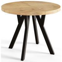 ESSZIMMERTISCH OVO, ausziehbarer Tisch 80 cm bis 130 cm, Farbe: LANCELOT, mit Holzbeinen in Farbe Schwarz - Beige/Schwarz, Holzwerkstoff (80/80/77cm) - Alpi-Möbel