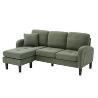 ECKSOFA L-Form Cordbezug mit modularer Chaiselongue Grün 166/118/77 cm - Grün, Textil (166/118cm) - Redom
