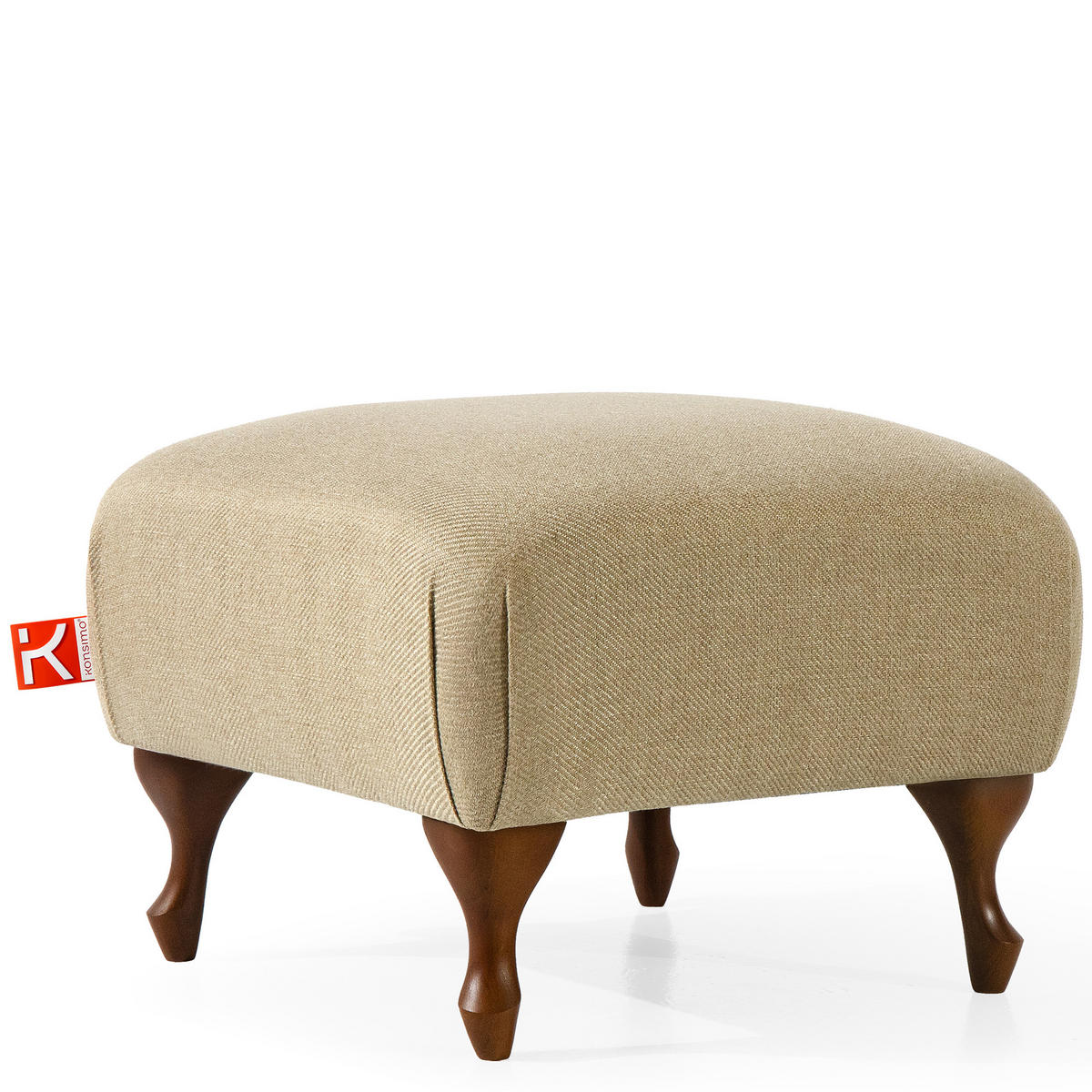 FUẞSTÜTZE TOMIS, Beige - Beige/Braun, Eichenholz/Holz (50/40/50cm) - KONSIMO®