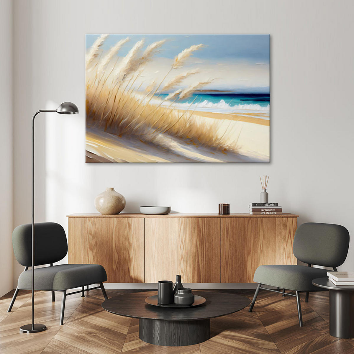 LEINWANDBILD Strand Meeresdünen 60x40cm - Gelb, Textil (60/40cm) - Feeby