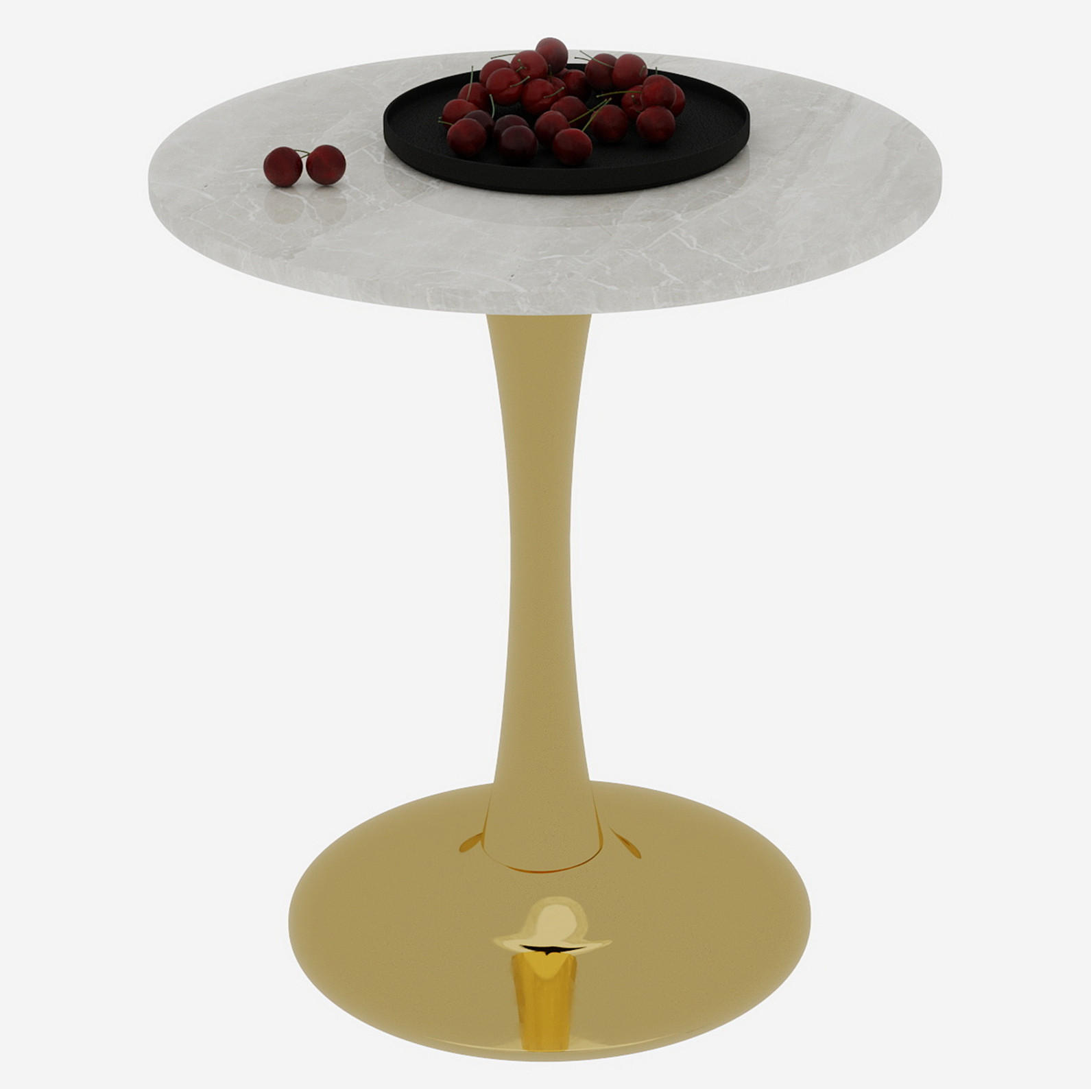 Redom KONFERENČNÍ stolek 70 cm s kulatou deskou z umělého mramoru, moderní design, Zlatá/Bílá