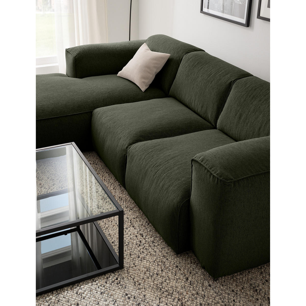 3-SITZER ECKSOFA mit Longchair - Schwarz/Grau, Kunststoff/Textil (251/173cm) - home24